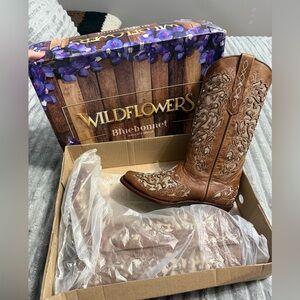 Wildflowers Dark Brown Leather Boots
